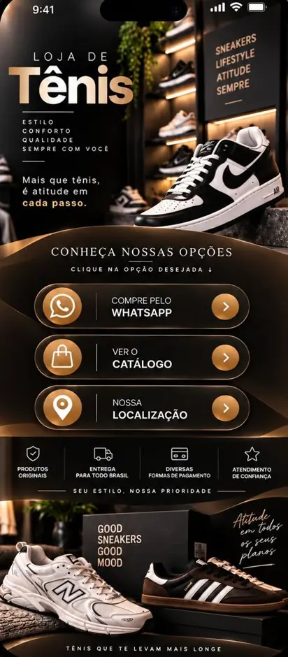 Mini site de exemplo: loja de tênis